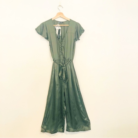 Gypsy 05 Global Village Olive Silk Jumpsuit Size Small NWT - Picture 5 of 9